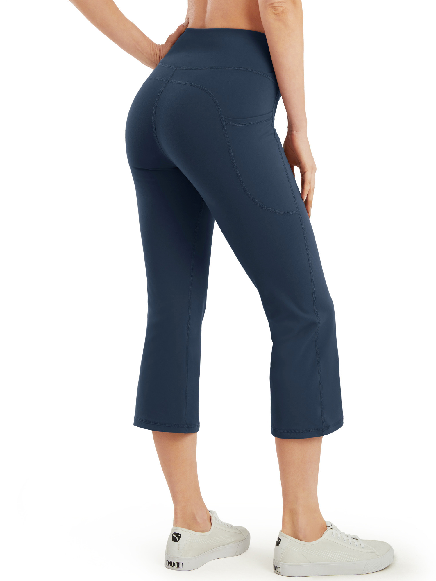 HIGH WAIST BOOTCUT YOGA PANTS/ POCKETS