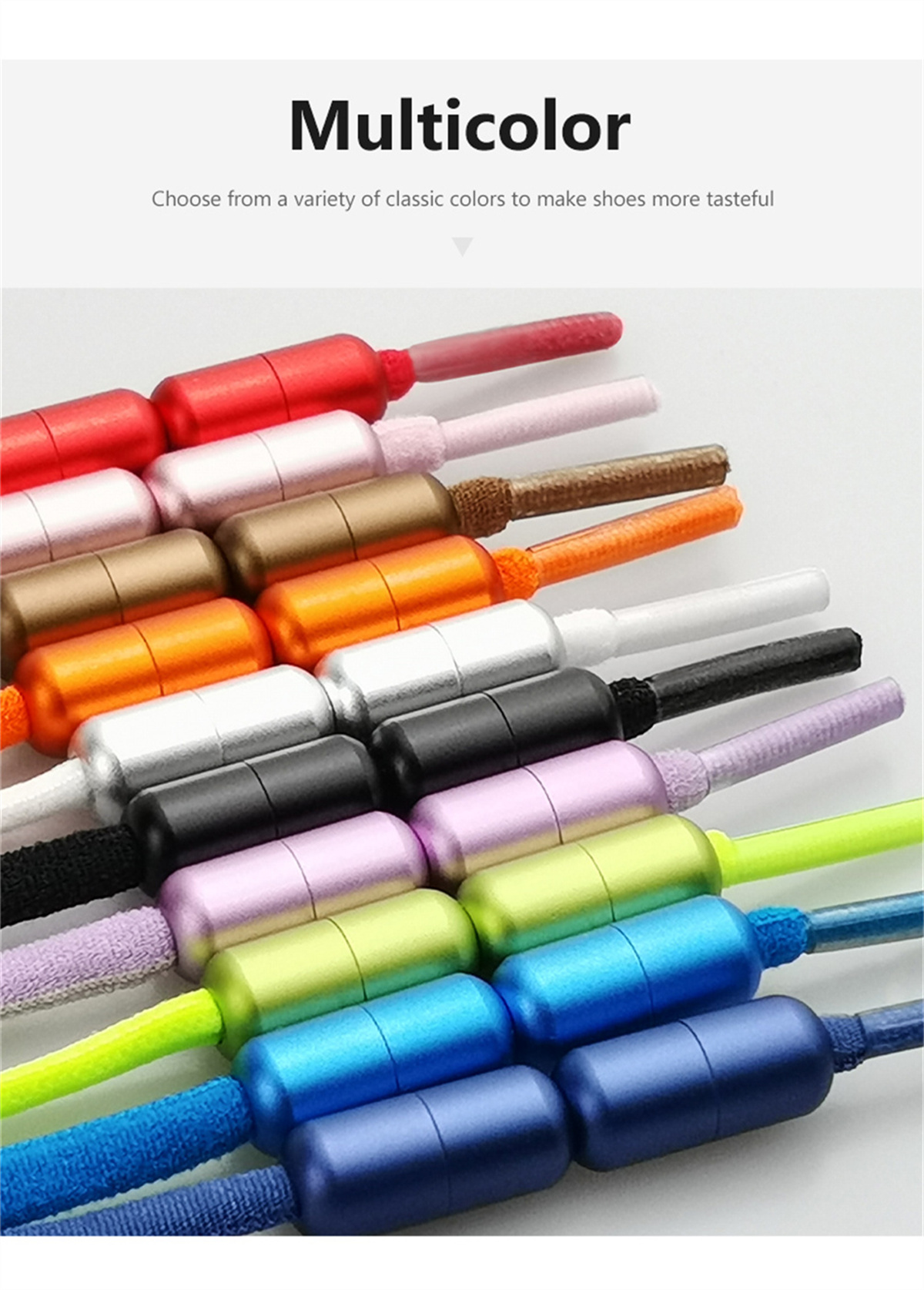 Elastic No Tie Shoelaces Shoe Laces and Adult Sneakers Shoelace Quick Lazy Metal Lock Strings Rope Round Semicircle