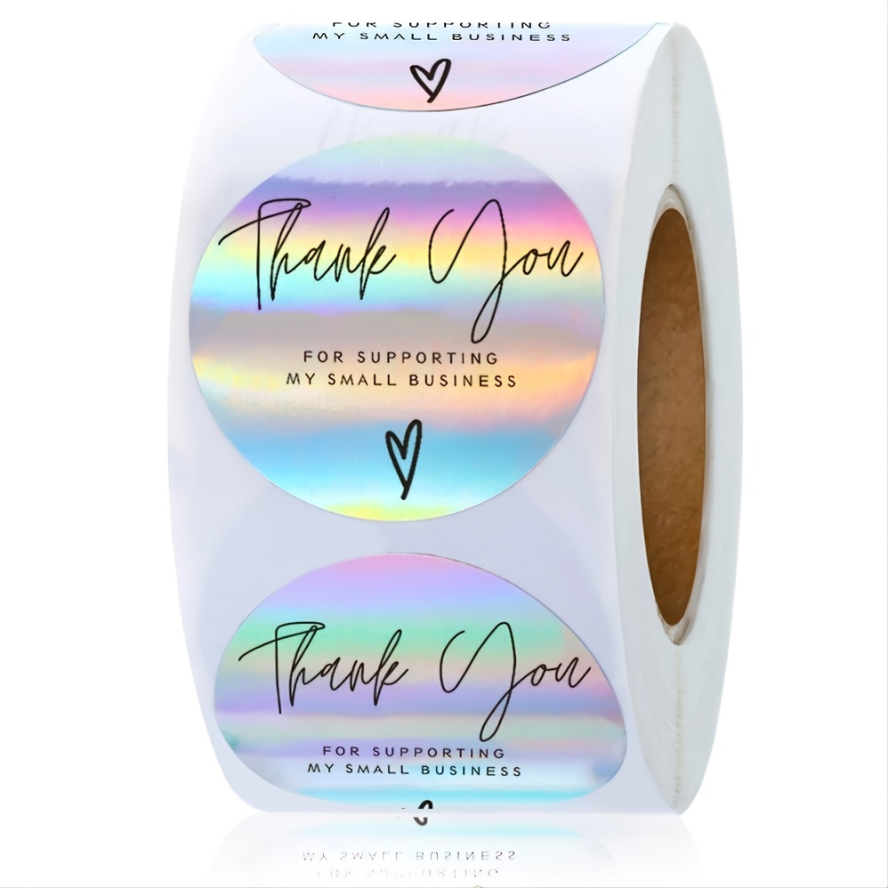 

500 Pieces Thank You Stickers Roll Stickers Adhesive Holographic Stickers Rainbow Stickers, For Gift Wrapping, Party, Wedding, Birthday, Thanksgiving, Christmas, Small Business, Envelope