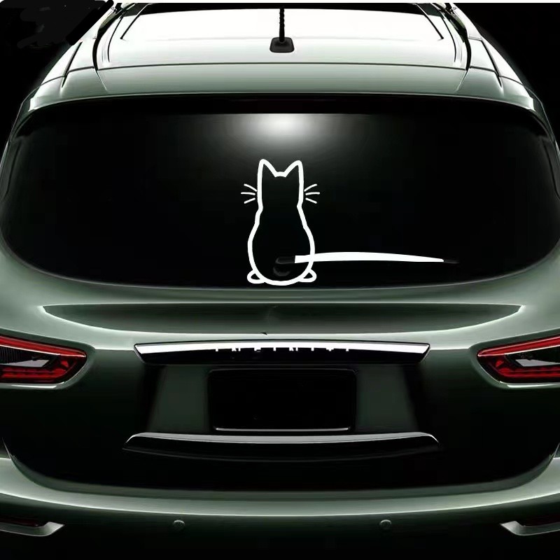 Cute Cat Car Window Sticker Reflective Decoration With PVC For Universal Car