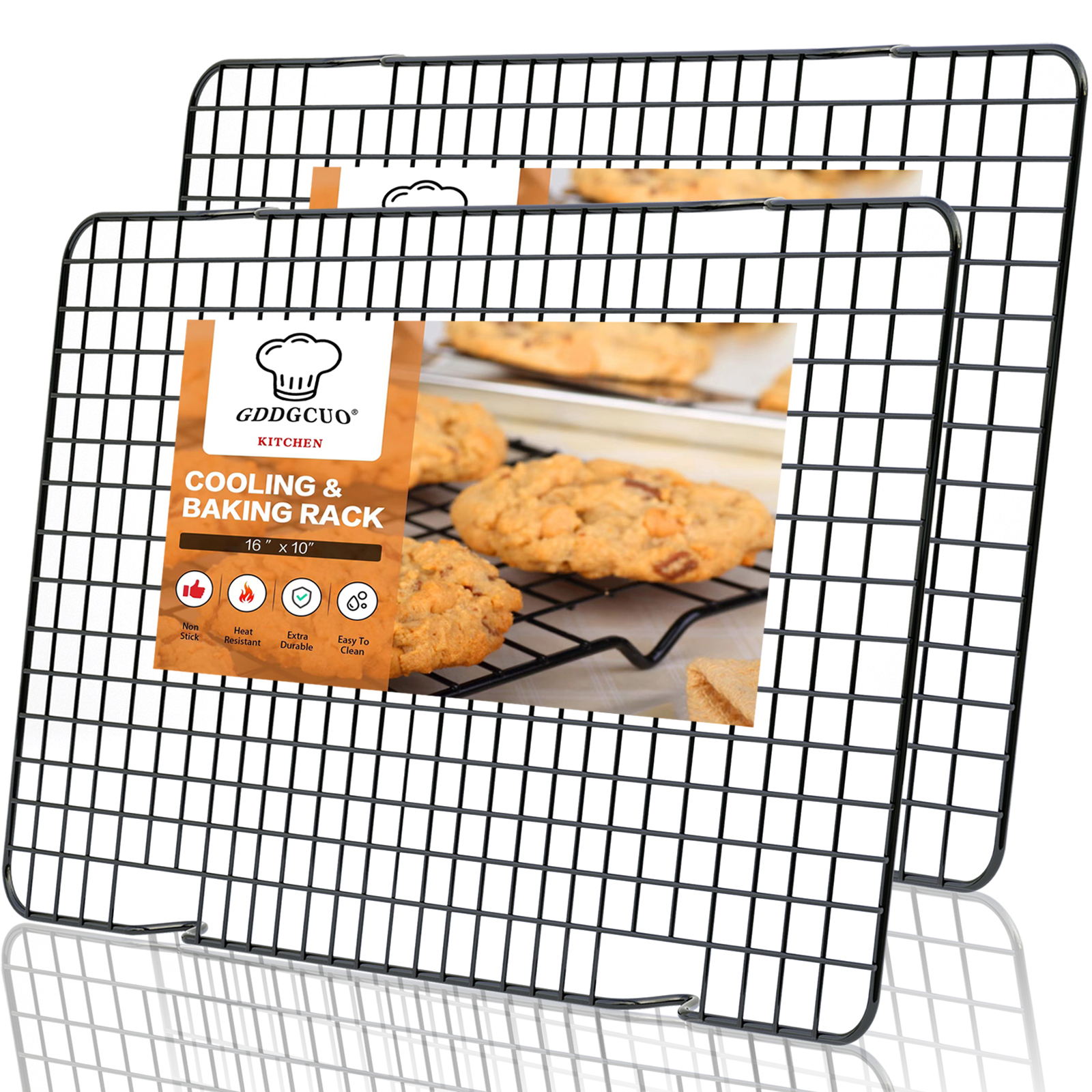 2pcs Non-Stick Stainless Steel Cooling Rack for Baking and Cooking - Perfect for Mooncakes, Bread, Cakes, Cookies, and More