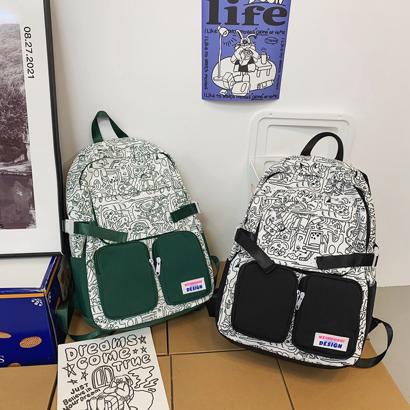 High School Boys Black Kawaii Bookbag Temu