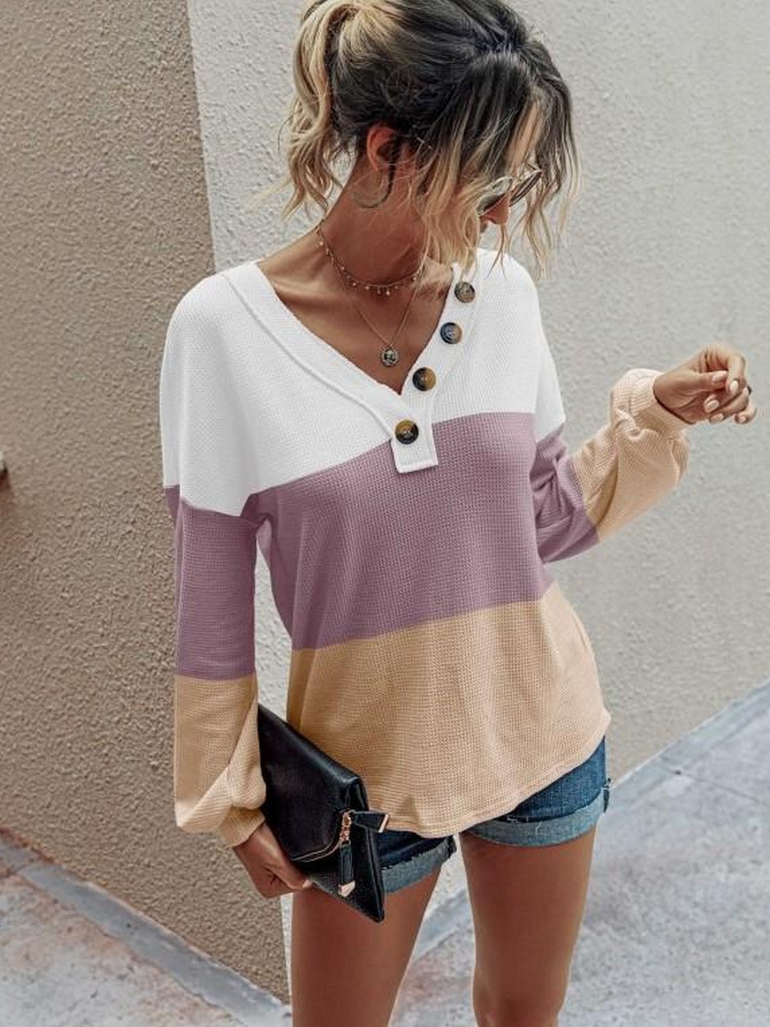 Shirts for Women Trendy Autumn Sexy Striped Long Sleeve Loose Top