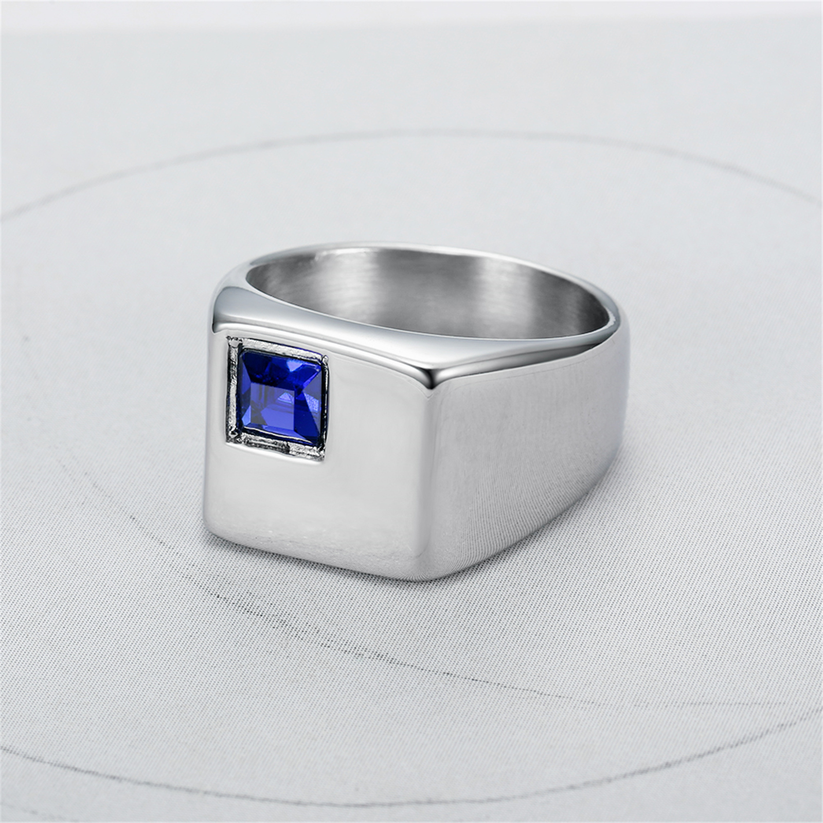 Square Zircon Stainless Steel Ring
