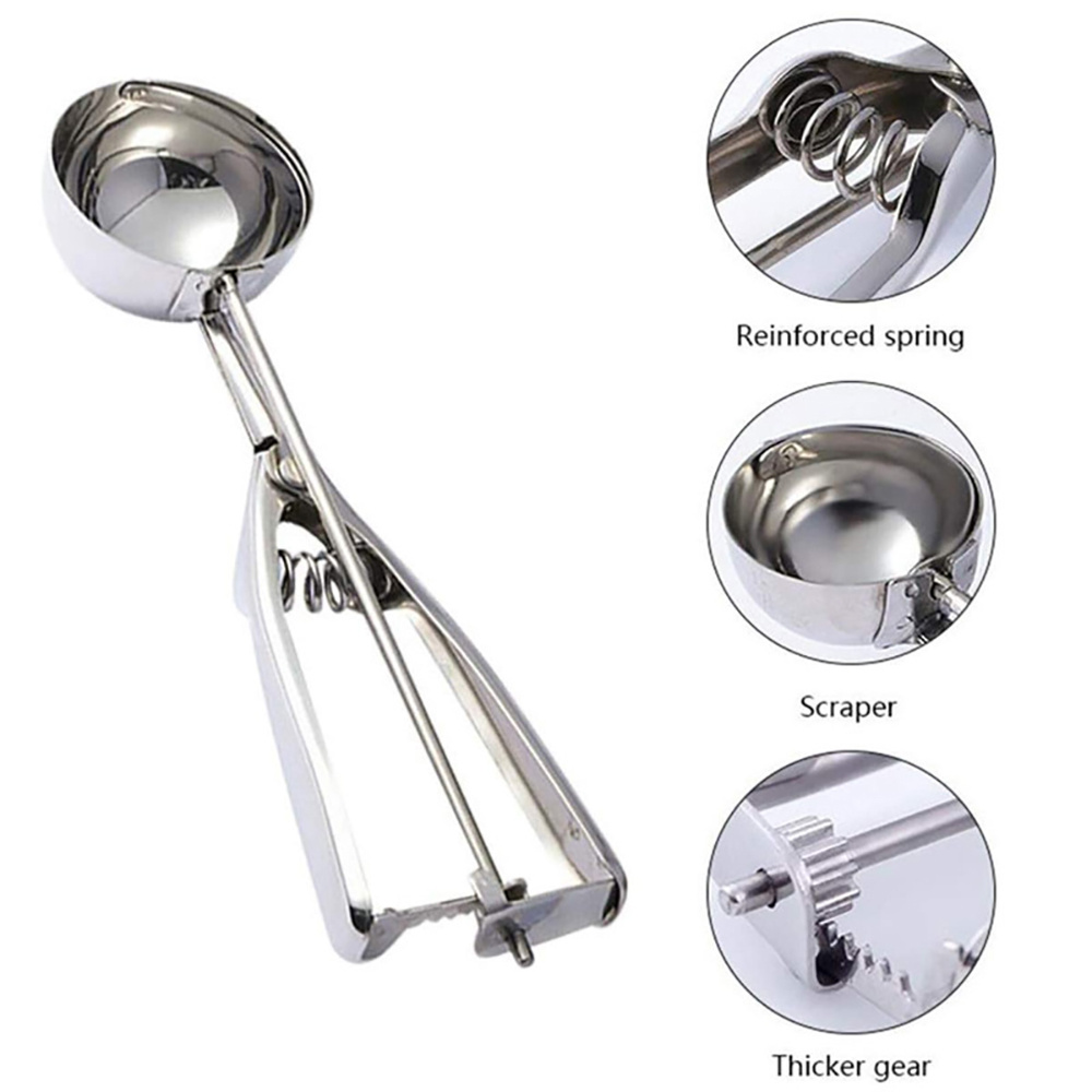 Ice Cream Scoop, Stainless Steel Non-stick Ice Cream Spoon Diameter With  Comfortable Non-slip Rubber Grip Handle For Hard Ice Cream/cookie/melon  Ball/