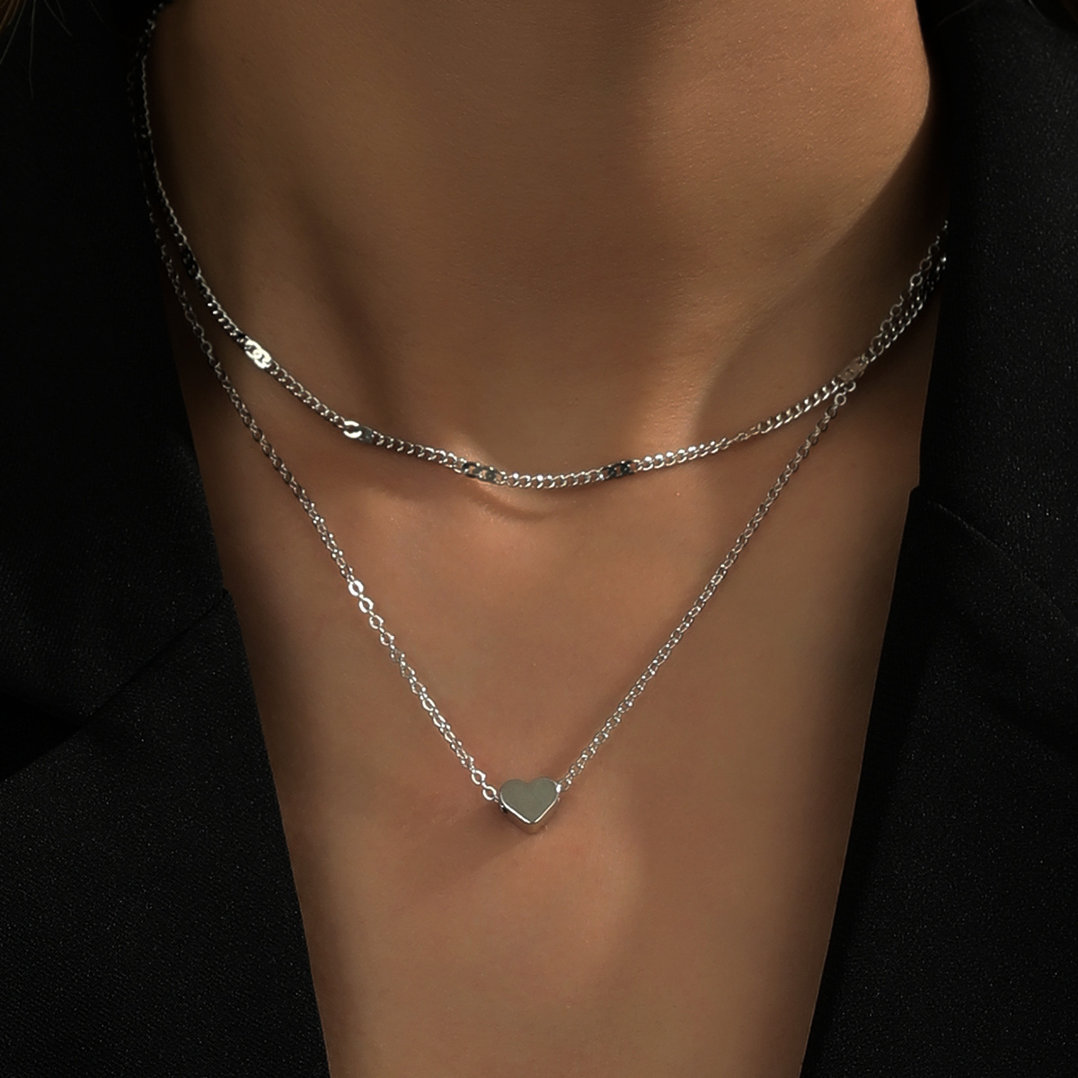 Double Circle Clavicle Chain Thin Chain Necklace Female - Temu