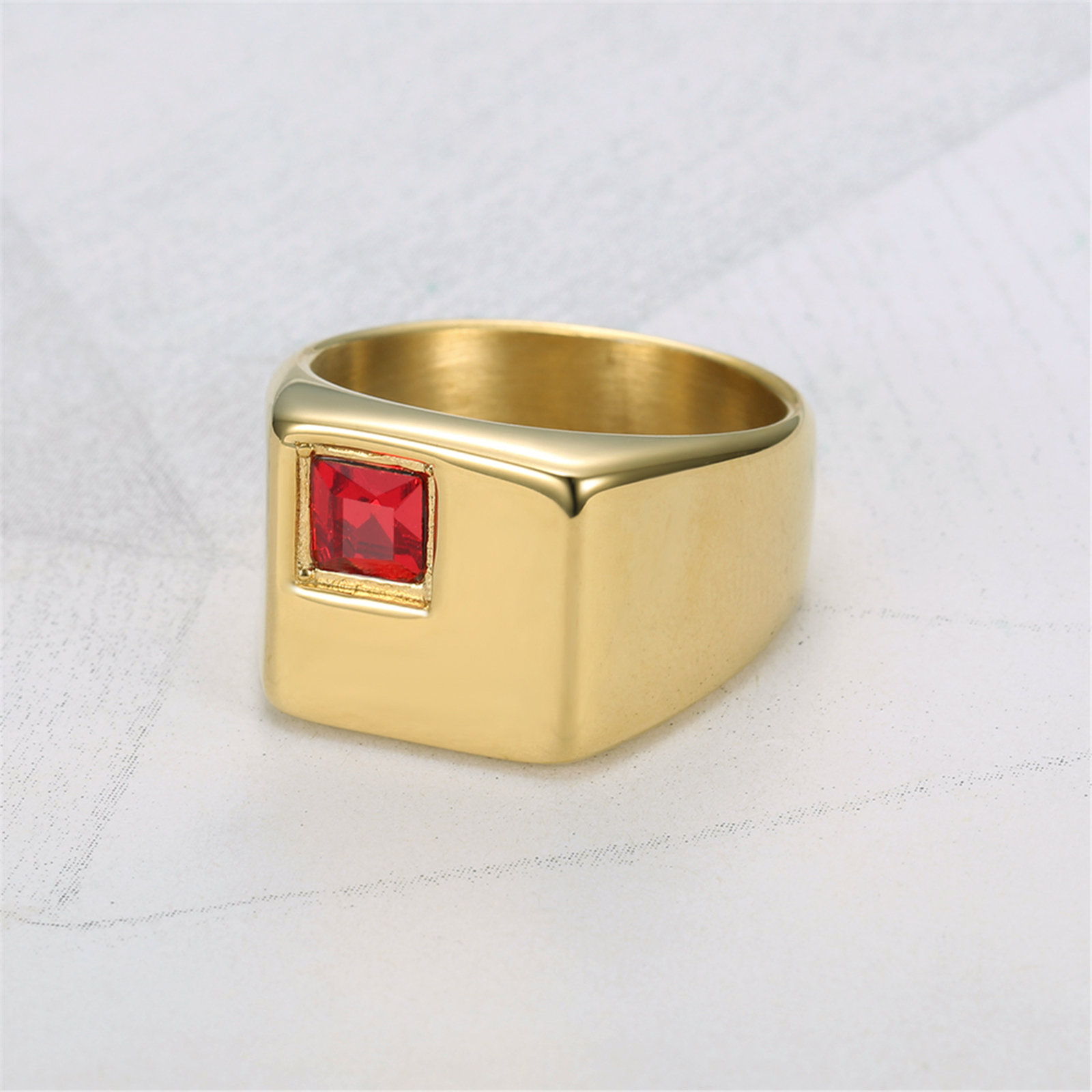 Square Zircon Stainless Steel Ring