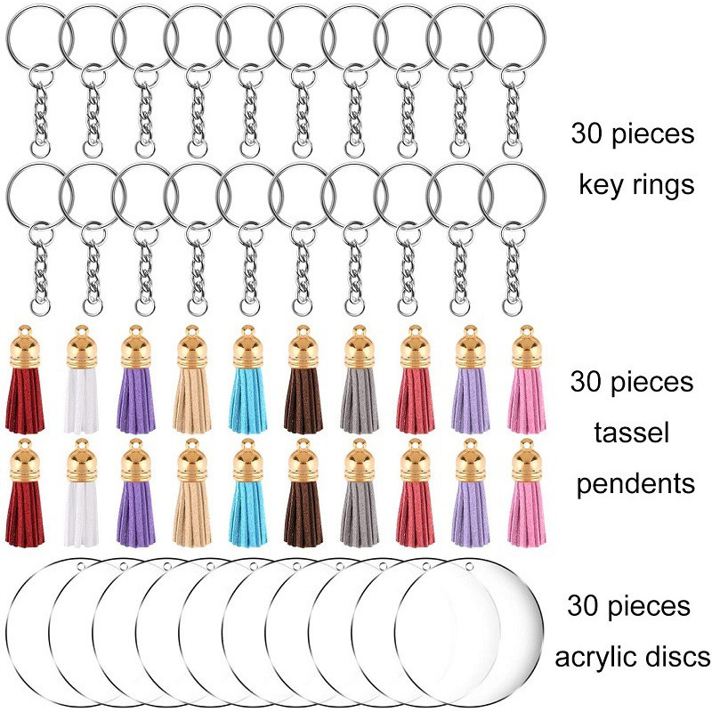 Acrylic Ornament Blanks Kit With Discs, Circles, And Colorful Tassels  90/Blank Acrylic Keychains Rings For Jumping And Dropship From  Yangchenwang, $9.43