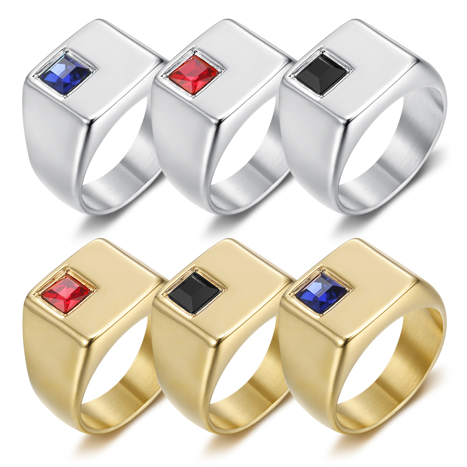 Square Zircon Stainless Steel Ring