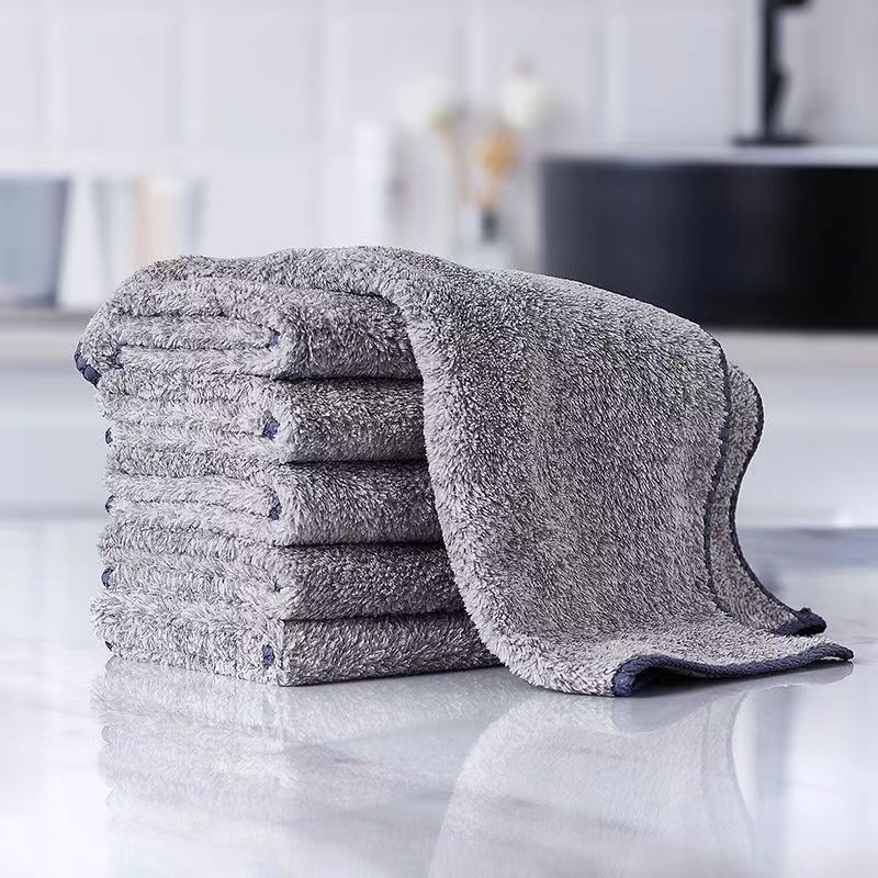 Bamboo Charcoal Dish Towel, Microfiber Dish Cloth, Household Thickened  Absorbent Cleaning Rags, Washing Scrubber Cloths, Kitchen Supplies - Temu