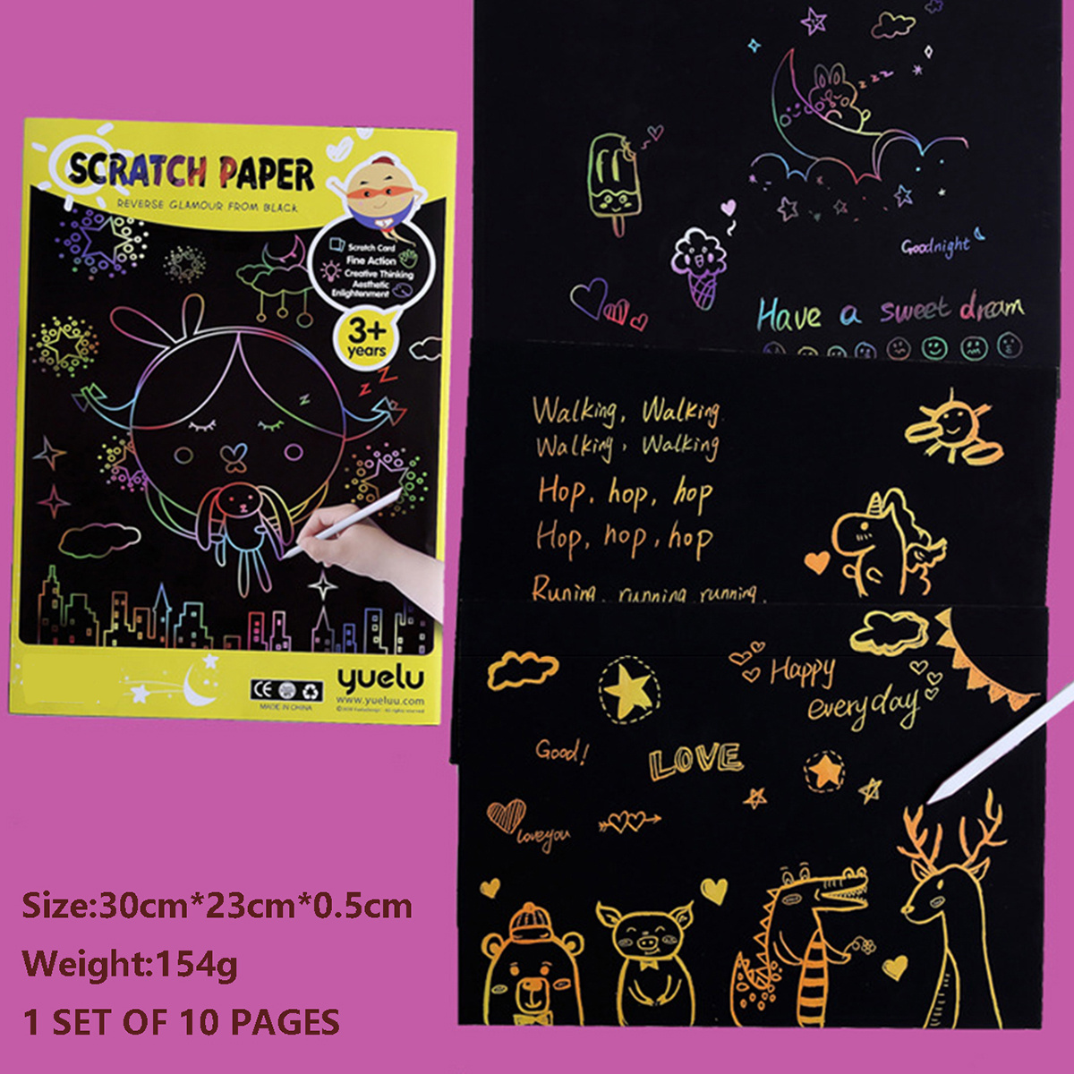  Art Set for Kids Rainbow Magic Scratch Off Paper Black