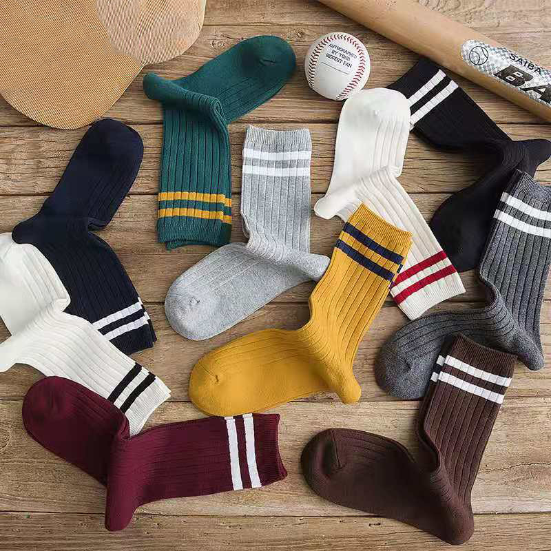 10 pares de calcetines de mujer a la moda para todas las estaciones,  calcetines simples a rayas de diez colores