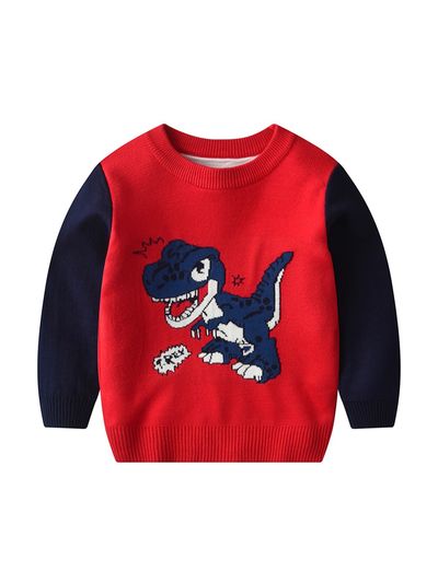 Boys Knitted Pullover Sweater With Cartoon Bear Print For Winter Christmas  | Free Shipping For New Users | Temu