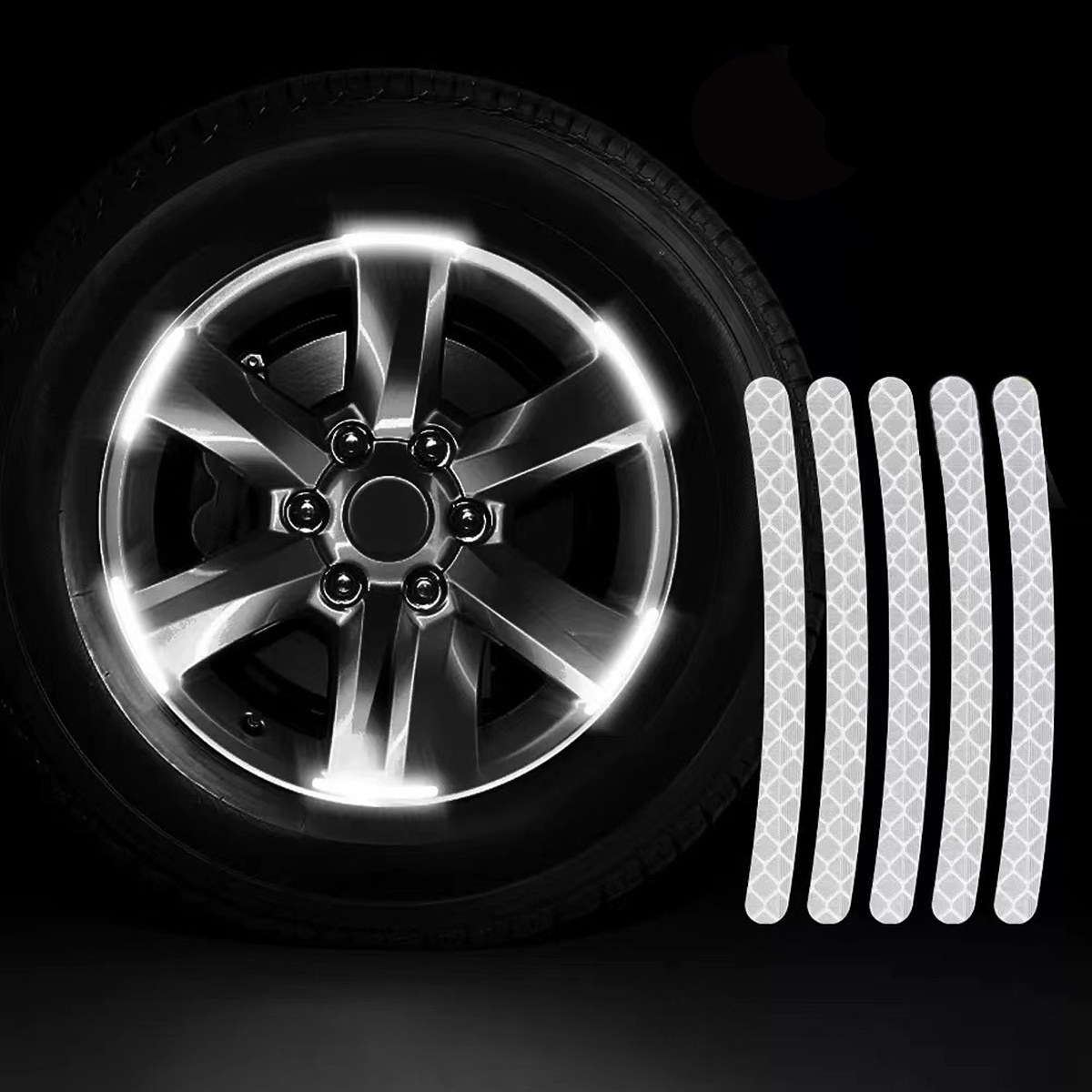 20 Pcs Car Auto Night Reflective White Rim Strips Wheel Sticker | Free Shipping