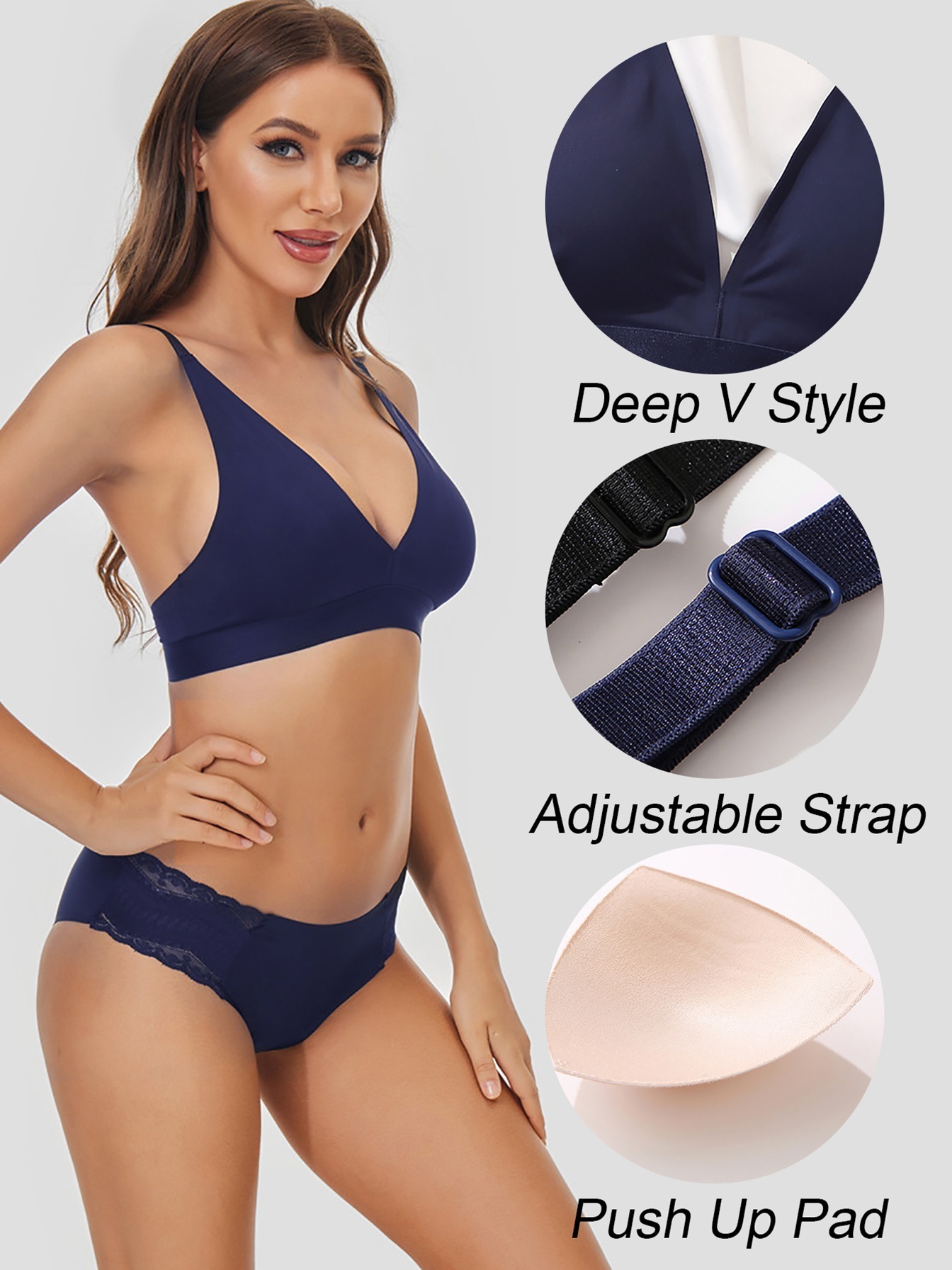 Simple Solid Wireless Bra Comfy Breathable Stretch Intimates