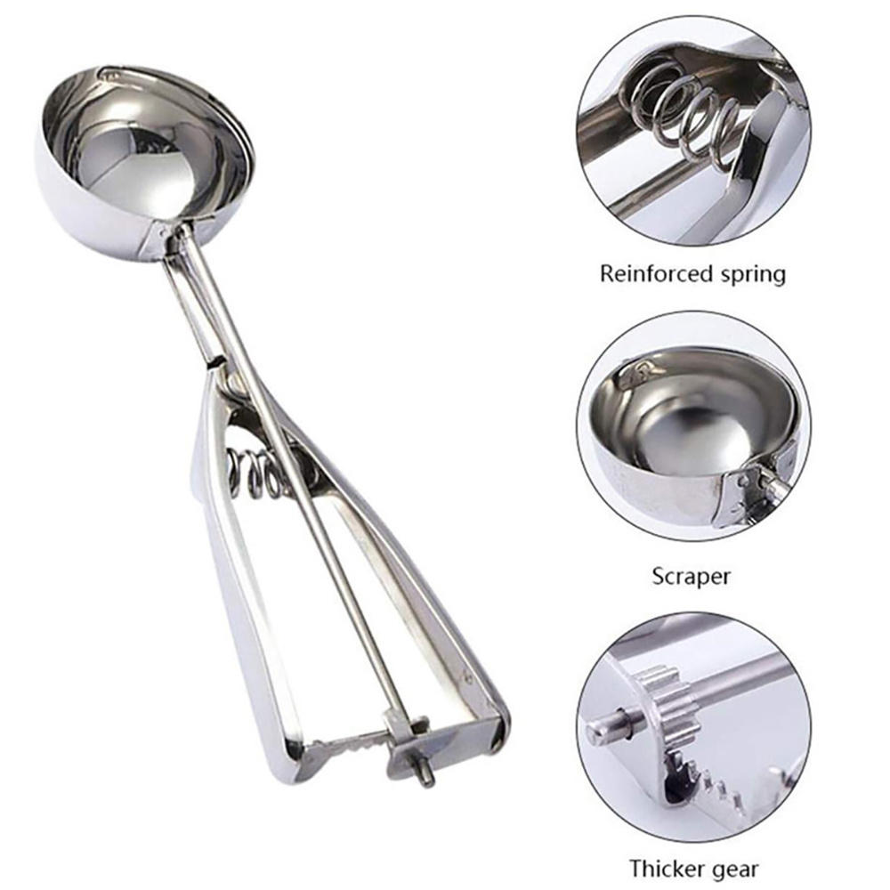 Ice Cream Scoop, 6cm Ice Cream Scoop 304 Stainless Steel Ice Cream Scoop  With Trigger, Professional Ice Cream Scoopers For Fruit Ice Cream Puree  Food