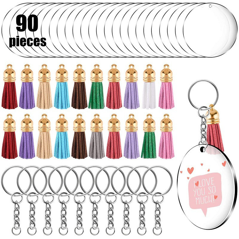 CPDD Blank Keychain Sublimation Acrylic Blank Set, Can Be Used for Pet Tag,  Keychain, Bag Tassel Pendant, DIY Decoration Crafts Production (126 Pieces)  - - 