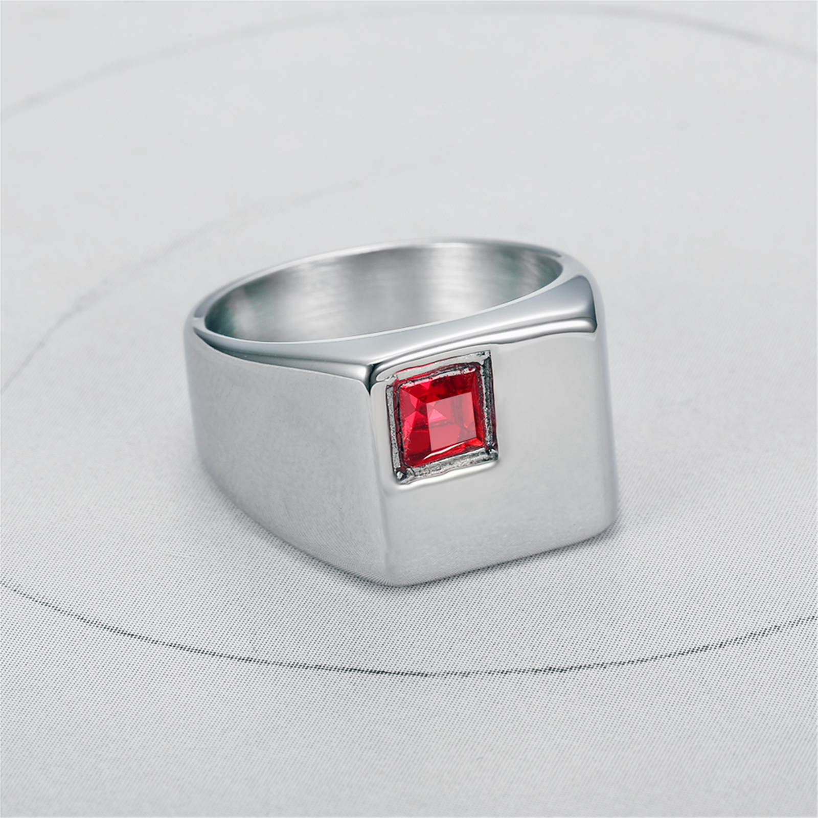 Square Zircon Stainless Steel Ring