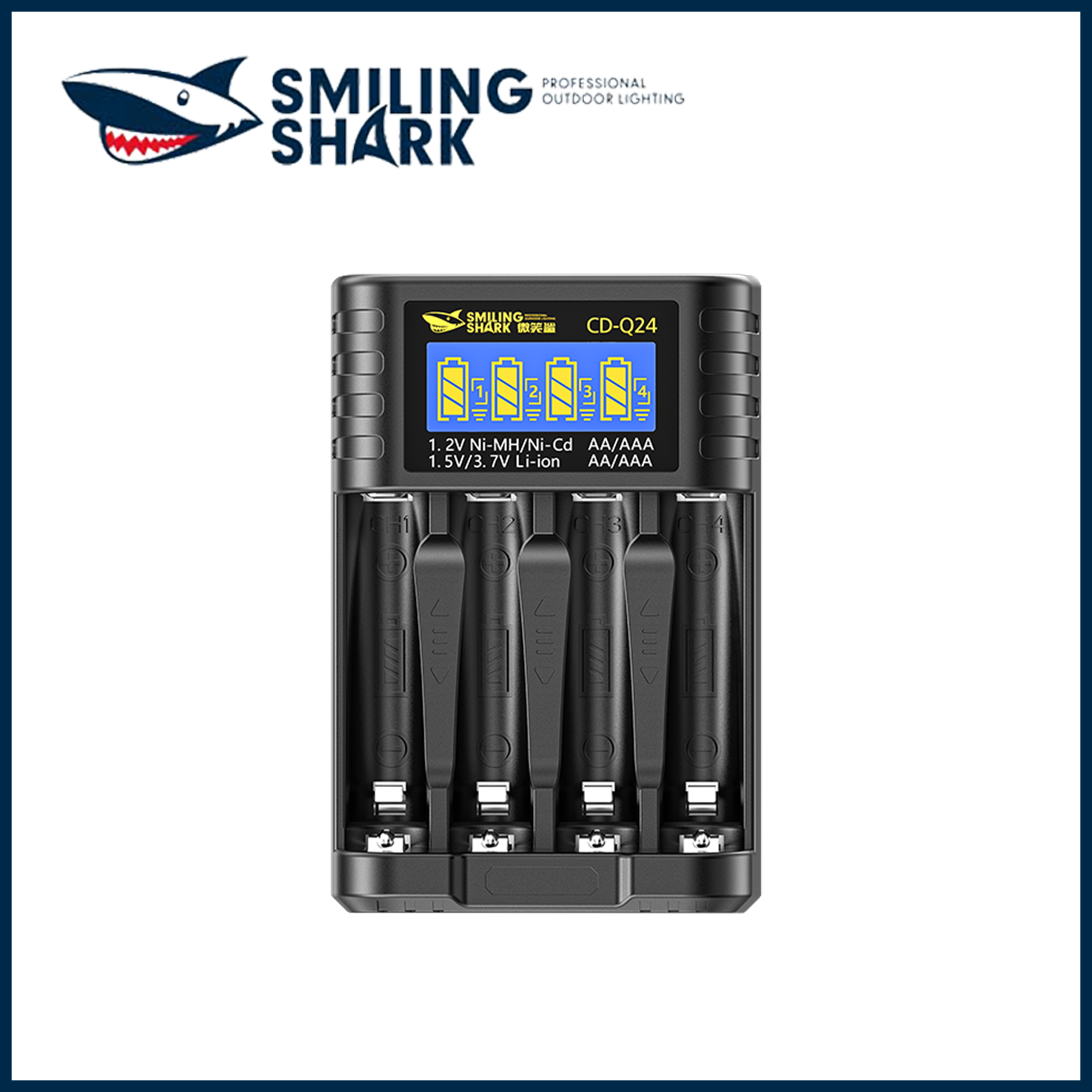 Chargeur de batterie Smiling Shark Batterie au lithium Chargeur de