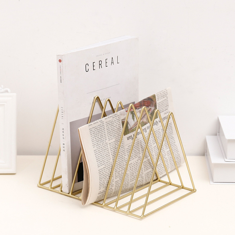 Metal File Holder Organizer, Triangle Magazine Holder, Decorative Book ...
