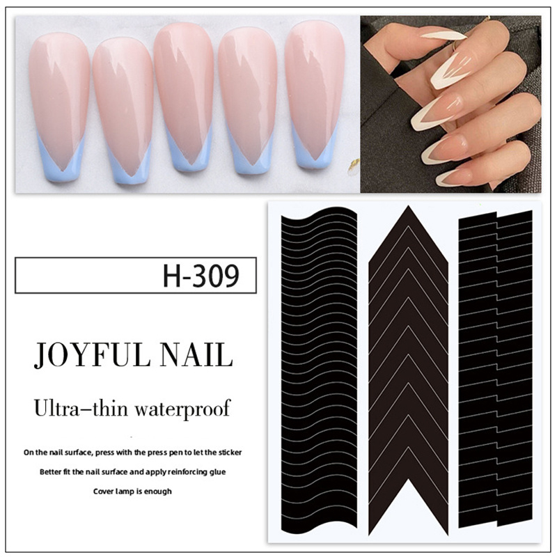 6Pcs French Manicure Strip Nail Forms French Tip Guides Nail Sticker  Geometry Lines Decals Polish Wraps Airbrush Stencils LEBFST