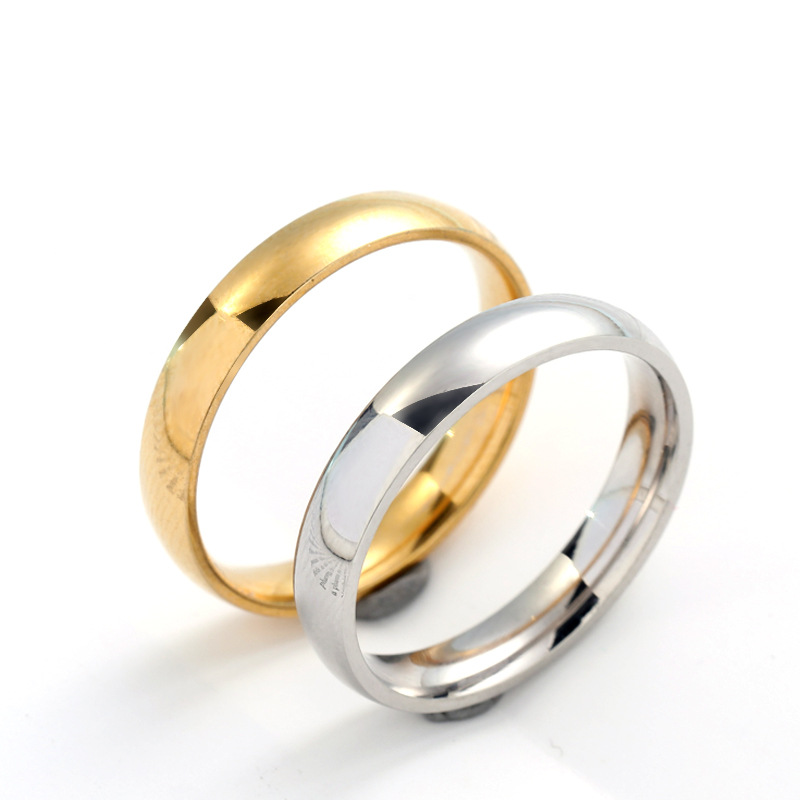 4mm Wide Glossy Couple Ring in 3 Colors