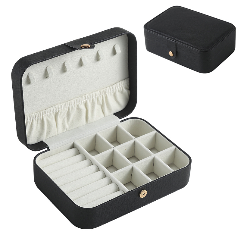 1pc Travel-Friendly Nine Compartment Leather Jewelry Box For Necklaces, Earrings, And Rings