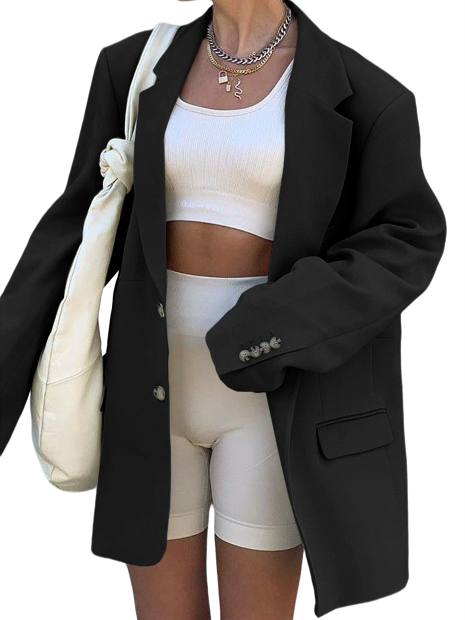 Women's Blazers & Suit Jackets,Women Fashion Casual Elegant Long Sleeve  Oversized Lapel Blazers Open Front Solid Work Office Jacket Blazer White  Blazer for Women at  Women's Clothing store