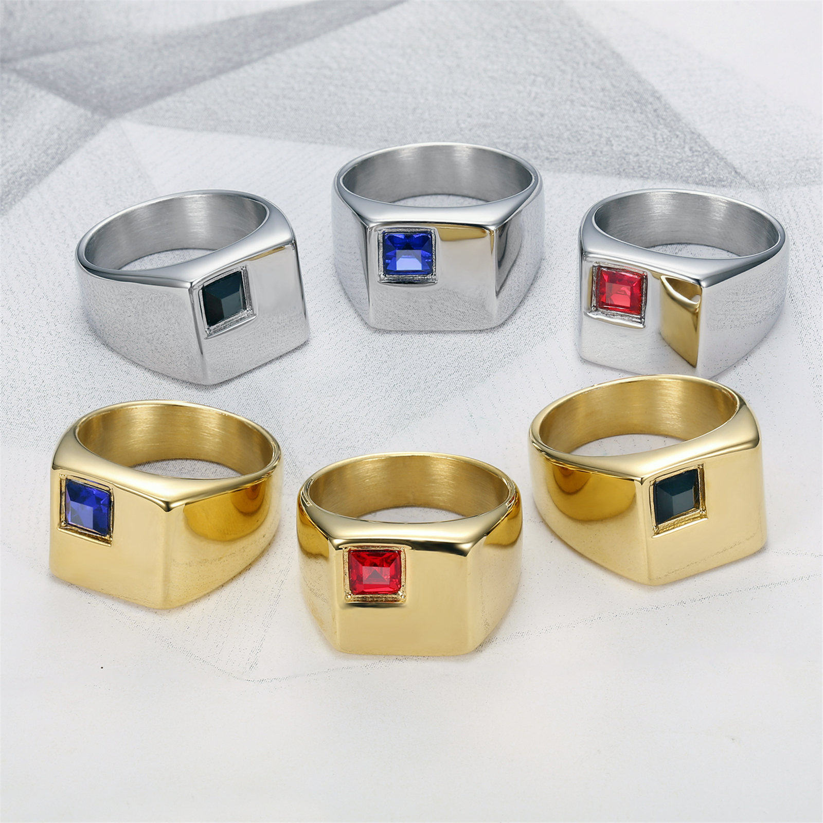 Square Zircon Stainless Steel Ring