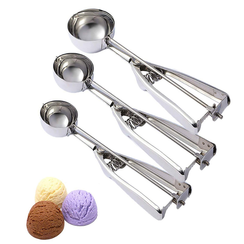 Ice Cream Scoop, 304 Stainless Steel Ice Cream Ball Scoop with Trigger Thrifty  Ice Cream Ball Spoon for Yogurt Fruits