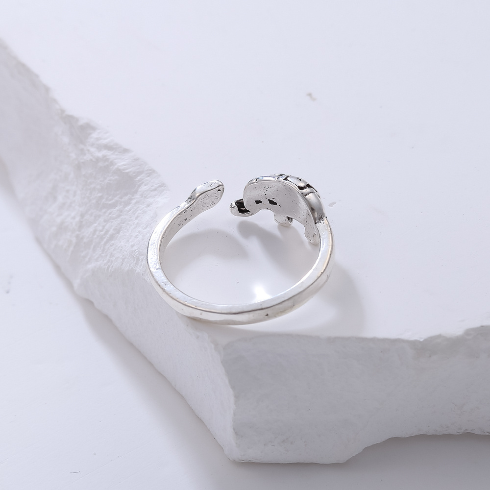 Retro Elephant Open Punk Ring