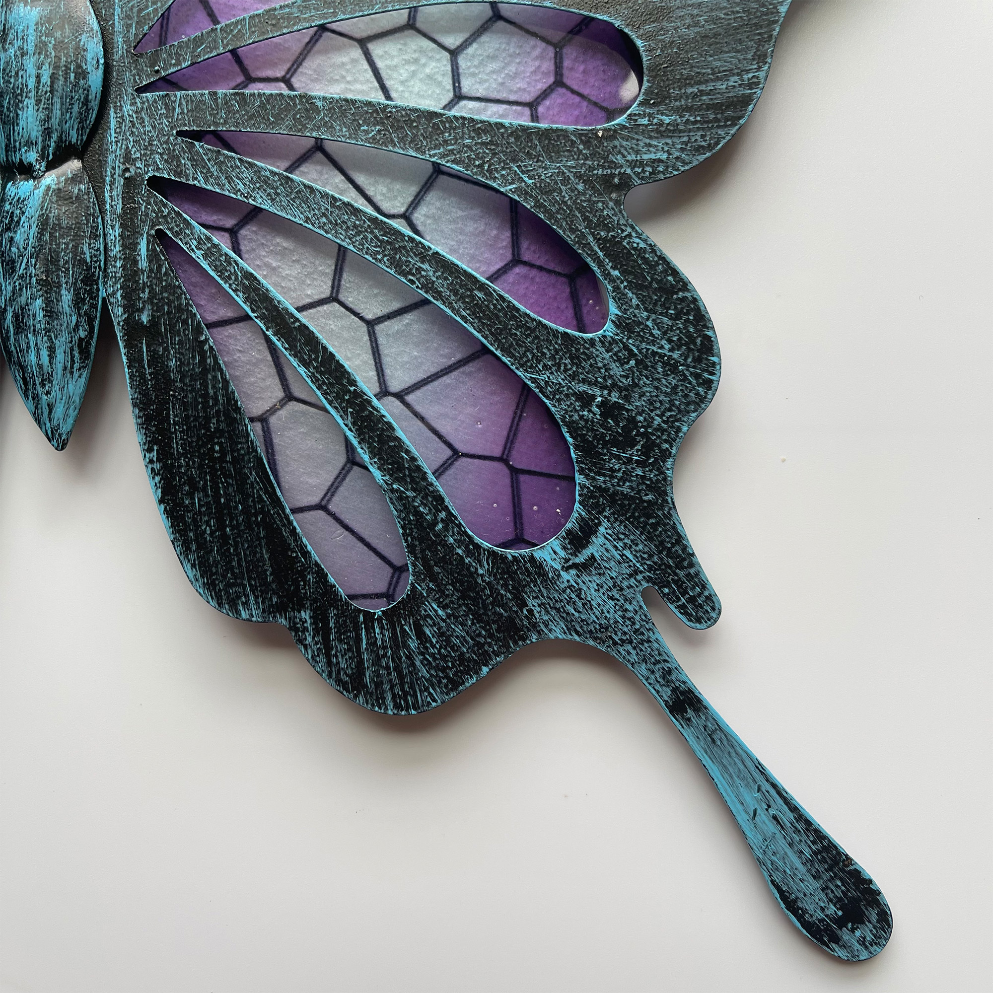 Mosaic Butterfly Metal Wall Decor Outdoor Glass Wall Art, Wall Art