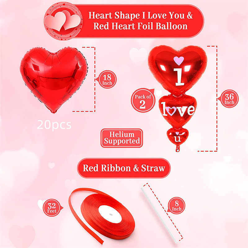 JARTTY 20 palloncini a forma di cuore rosso (colori metallizzati), in  pellicola, a forma di cuore, a forma di cuore, per matrimonio, San  Valentino
