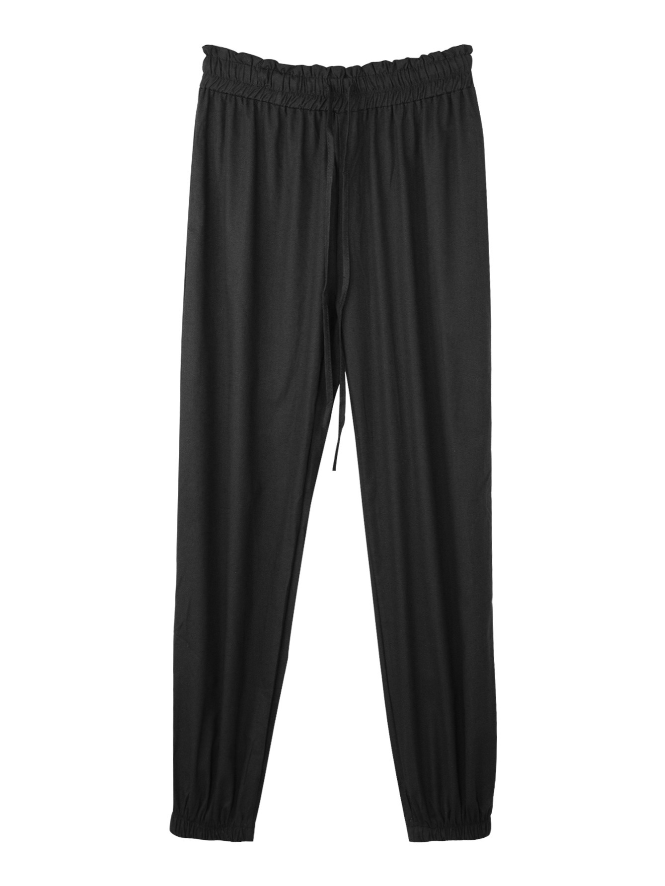Casual Cropped Pant Solid Elastic Waist Fashion Loose Comfy - Temu