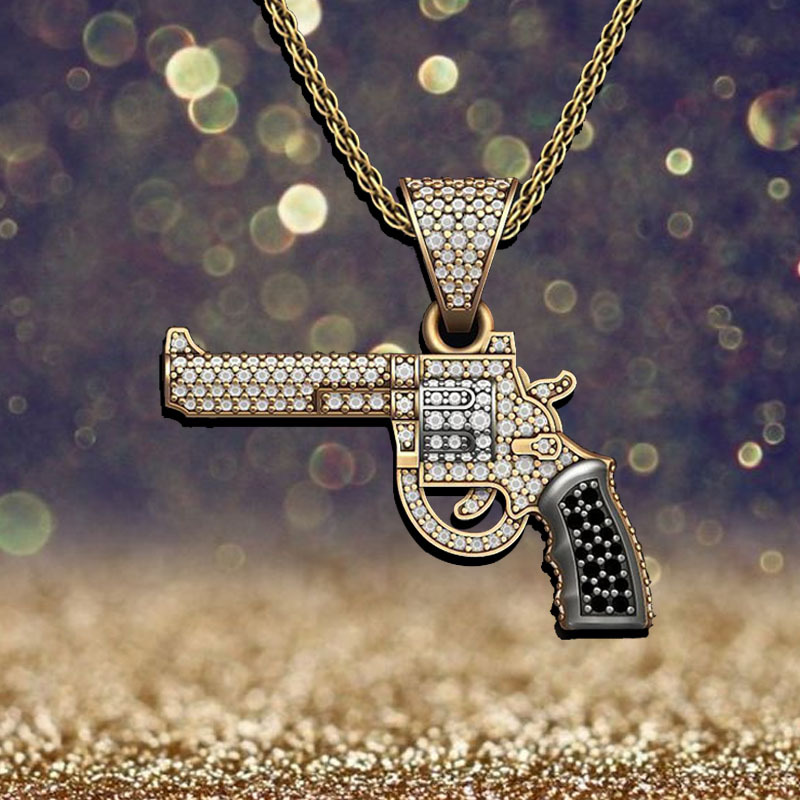 Fashion Men's Hip Hop Left Wheel Gun Pendant Necklace - Temu