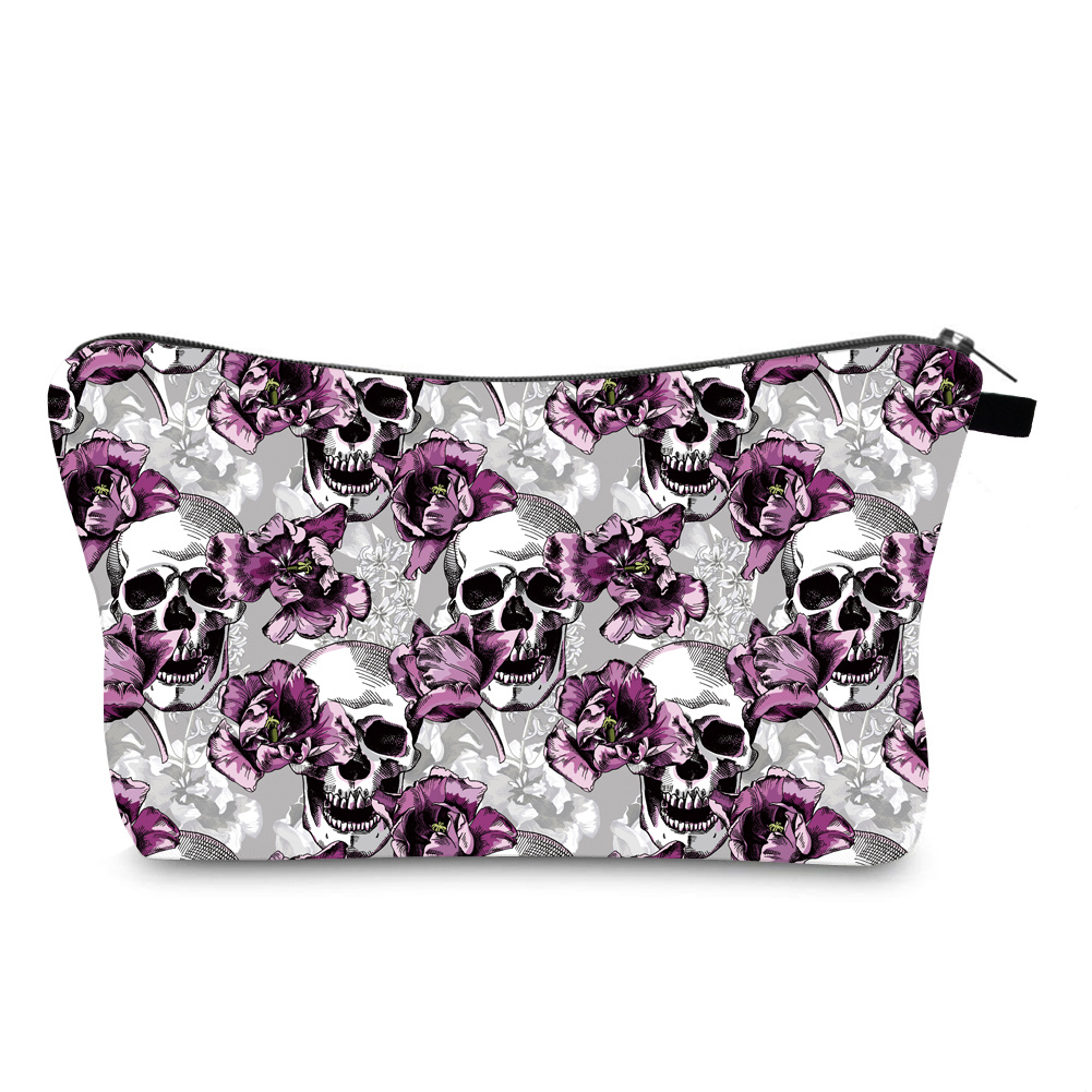 Cute Purple Floral Gothic Makeup Bag Cosmetic Bag Toiletry Temu