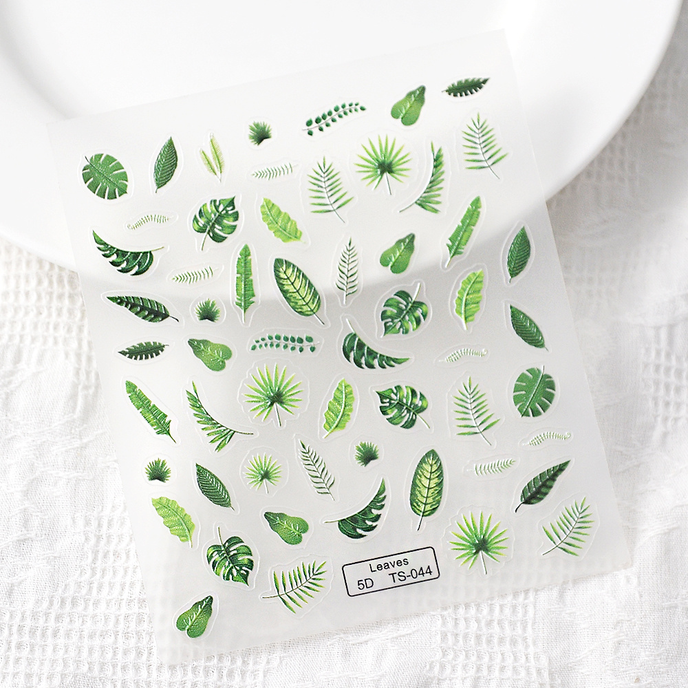 September Leaves 5d Nail Stickers With Pressed Flower Back Glue Oil Fruit Hyuna Fresh Embossed Nail Stickers