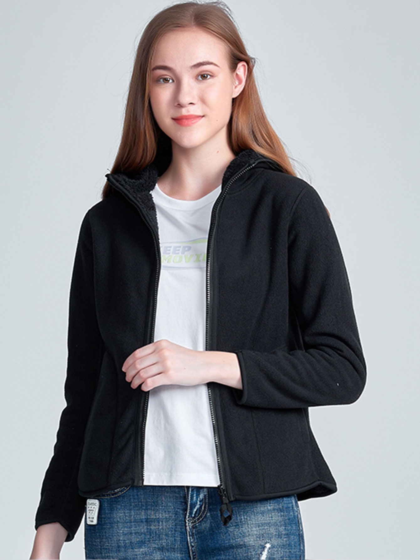 Reversible Women's Fleece Thermal Jacket Warm Cozy Hooded - Temu