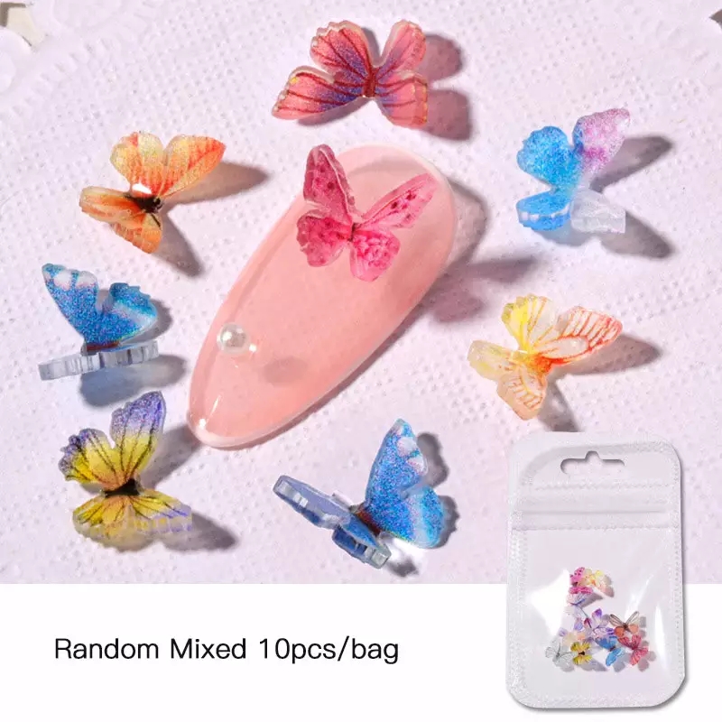 3d Acrylic Nail Charms 18 Colors Resin Butterflies Nail Art - Temu