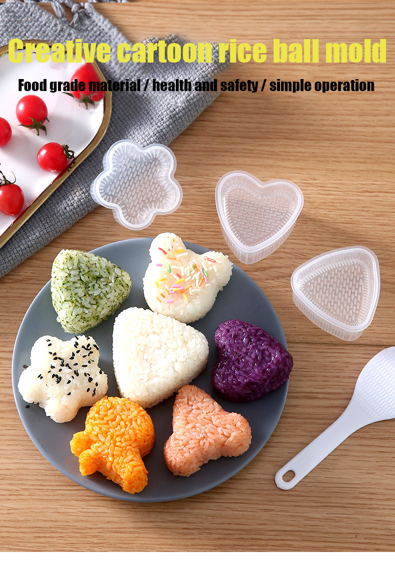 Spam Musubi Mold Rice Ball Maker Onigiri Kit - 7 Pcs Onigiri  Mold Set with Luncheon Meat Cheese Egg Butter Cutter Slicer and Rice Paddle  - Easy To Use Premium