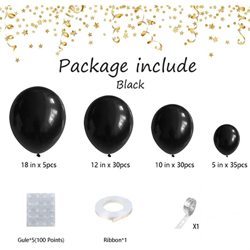 PartyWoo Black Balloons, 140 pcs Matte Black Balloons Different Sizes Pack  of 18 Inch 12 Inch