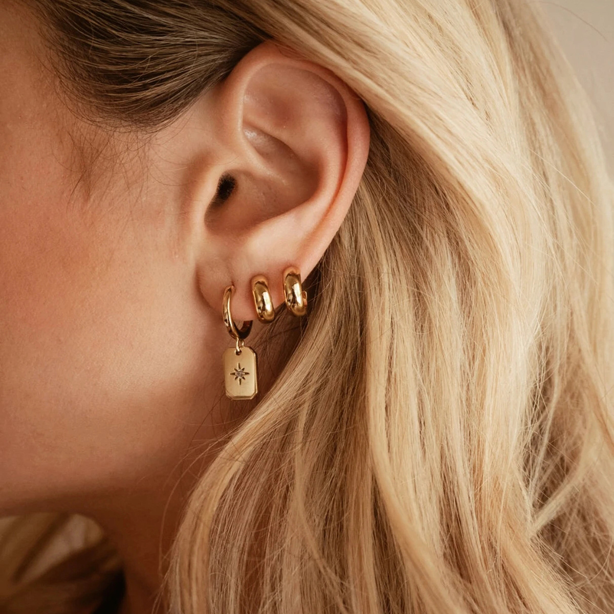 Set of Three 14k Gold Monogram Earrings By By Anthropologie in - ShopStyle