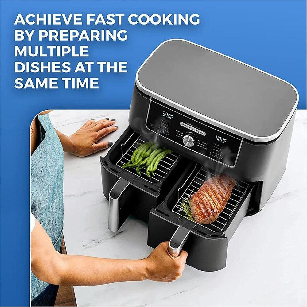 Multifunctional Air Fryer Accessories - Stainless Steel Double-layer Grill  Steaming Rack With 1 Shelf And 4 Skewers For Perfectly Cooked Meals - Temu