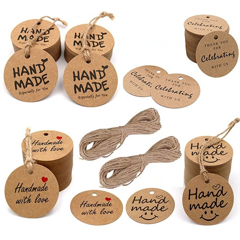 Handmade With Love Tags, Brown Kraft Tags, Made With Love Gift Tags, Favor  Tags, Merchandise Tags, Packaging Tags, Christmas Handmade Tags 