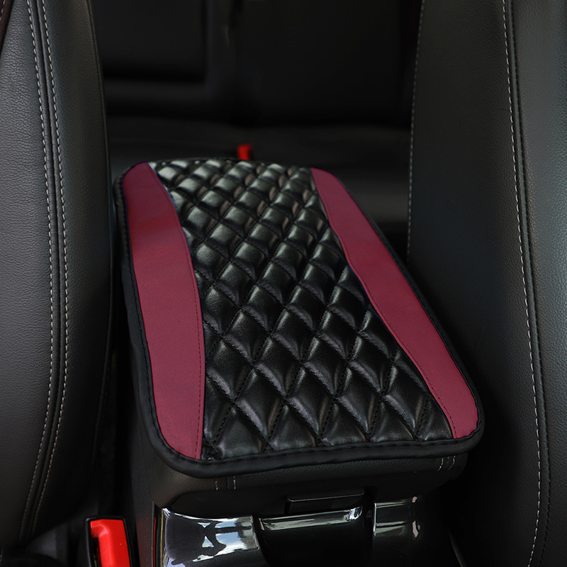 1 Pcs Blue Car Accessories Armrest Pad Cover Center Console Box PU Leather  Mat