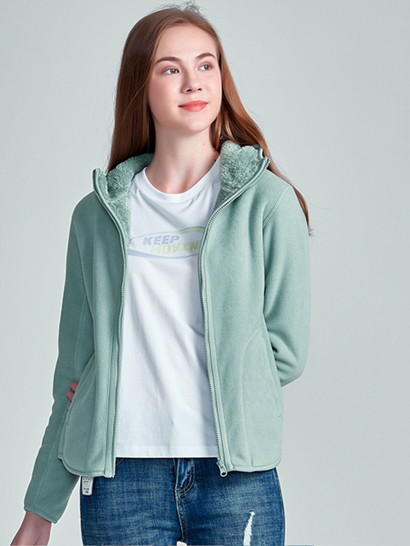 Mint green hot sale fleece jacket