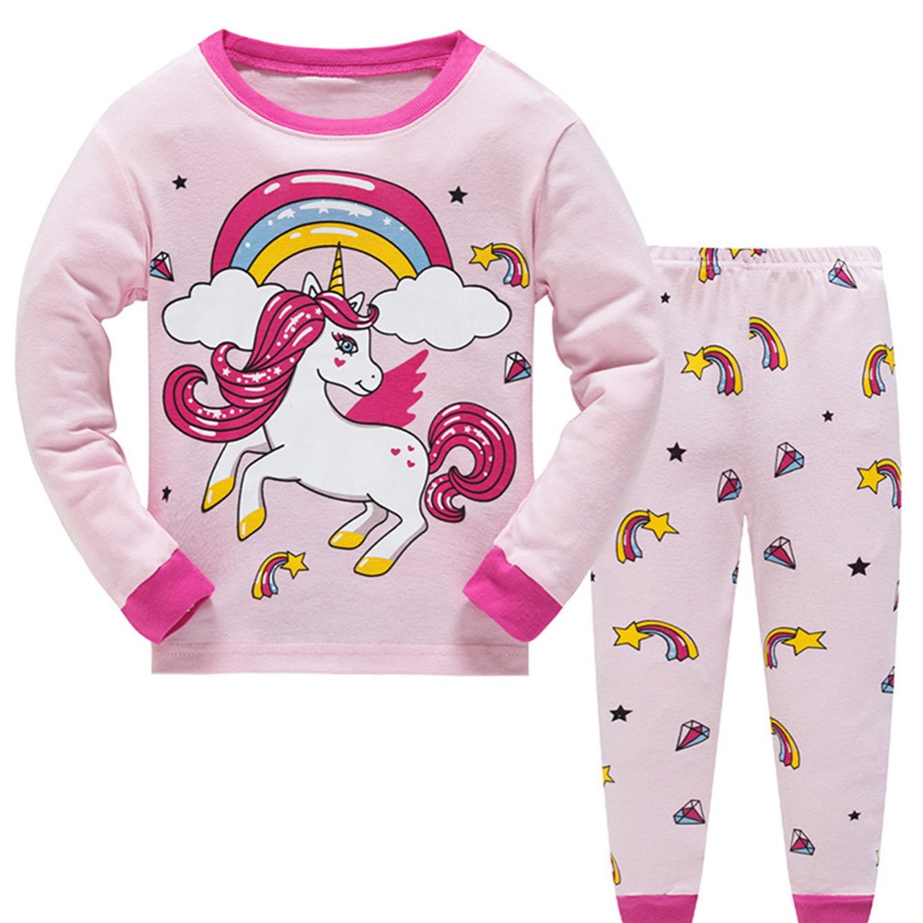 Kids Home Long Sleeve Clothes Set Cartoon Casual Unicorn Pajama Sets ...