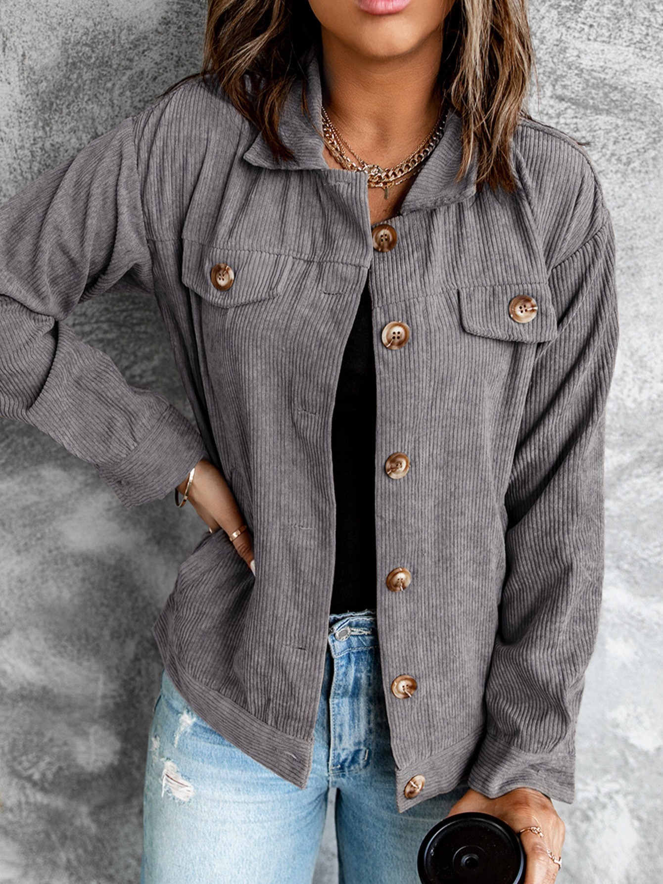 grey corduroy jacket womens