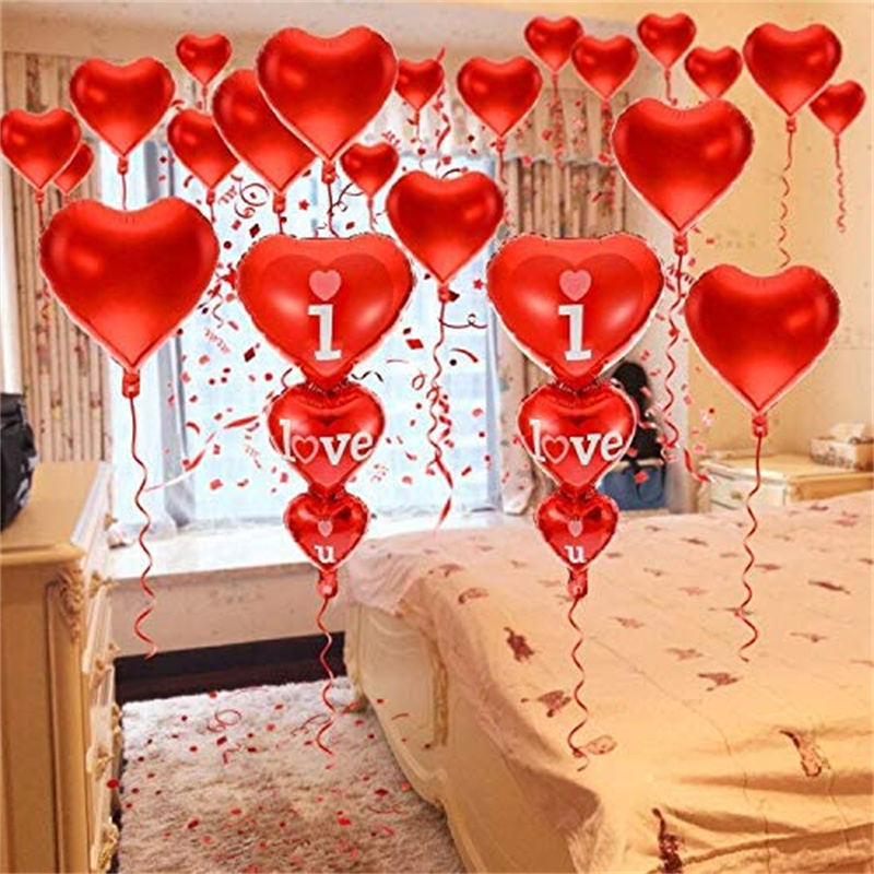  Globos en forma de corazón, globos de corazón rojo, globos de  látex de helio de primera calidad para decoraciones de boda, día de San  Valentín (con cinta roja) (rojo) : Hogar