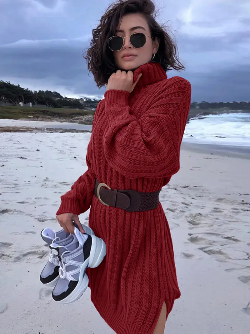 red loose sweater dress THE NOELLE VELVET BOW SWEATER DRESS IN RED X-Large